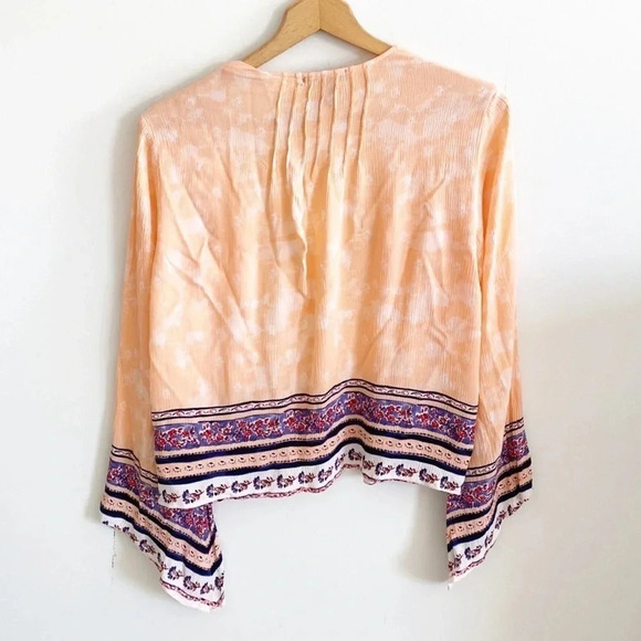 Torrid boho Border Print Gauze open front flared sleeve Kimono - Picture 6 of 10